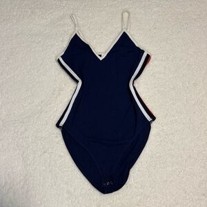 Victoria’s Secret PINK Navy Blue Stripes Varsity Cami Bodysuit
